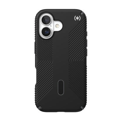 Speck Presidio2 Grip ClickLock ir MagSafe – iPhone 17 dėklas (juoda / alyvuogių pilka / balta)