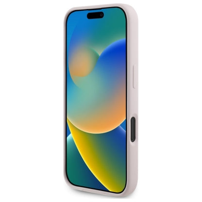 Karl Lagerfeld silikoninis „Double Heads Print MagSafe“ dėklas „iPhone 16“ (rožinis)