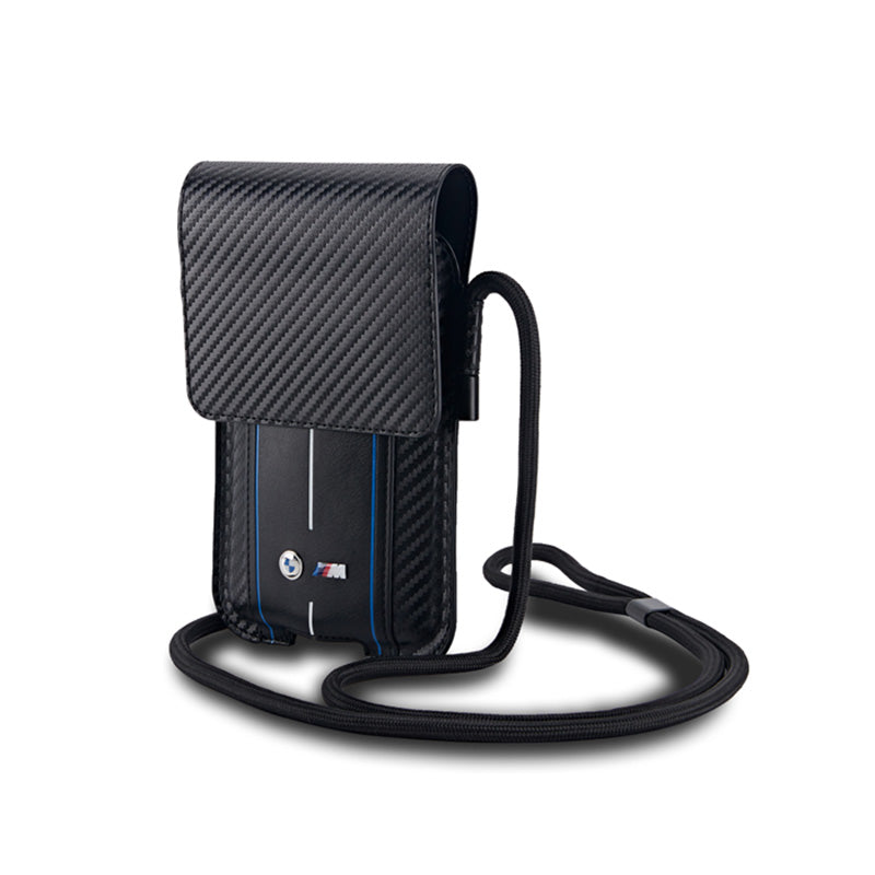 BMW Carbon Blue Stripes Piniginė - Telefono dėklas (juodas)