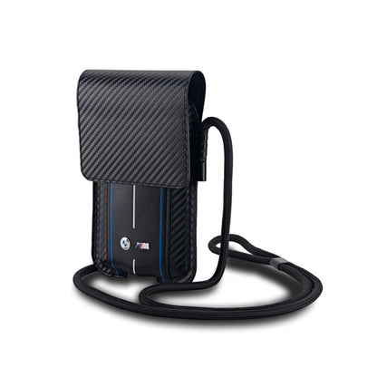 BMW Carbon Blue Stripes Piniginė - Telefono dėklas (juodas)