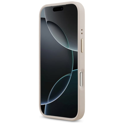 Guess Grūdėtas Strass Logotipas MagSafe dėklas iPhone 17 Pro (rožinis)