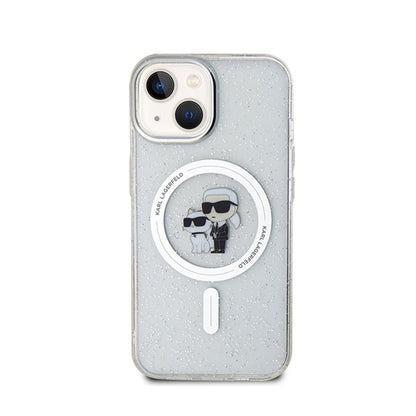 Karl Lagerfeld Karl & Choupette Glitter Magsafe – Dėklas, skirtas iPhone 15 Plus (Skaidrus)