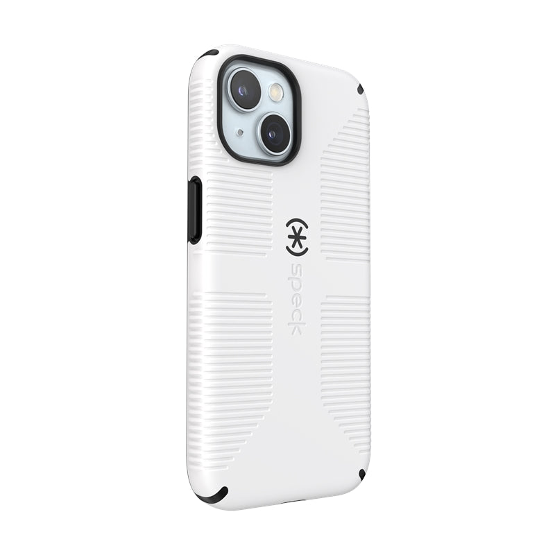 Speck Candyshell Grip MagSafe dėklas - iPhone 17e / 16e / 15 / 14 / 13 (baltas / juodas)