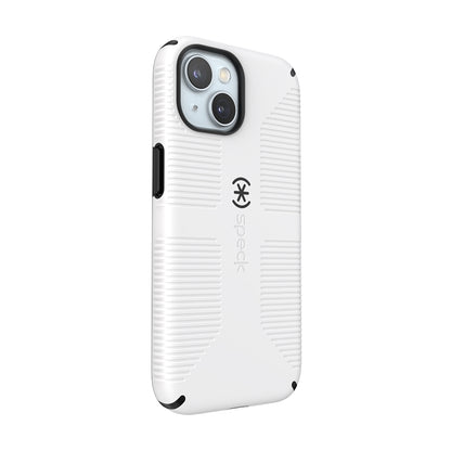 Speck Candyshell Grip MagSafe dėklas - iPhone 17e / 16e / 15 / 14 / 13 (baltas / juodas)