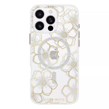 Case-Mate Floral Gems MagSafe – dėklas iPhone 16 Pro Max (auksinis)