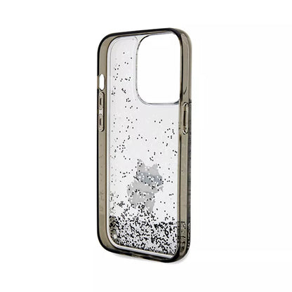 Karl Lagerfeld Liquid Glitter Choupette – dėklas iPhone 14 Pro Max (skaidrus)