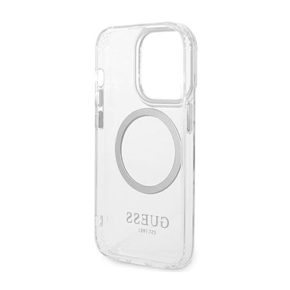 Guess Metal Outline MagSafe – dėklas, skirtas „iPhone 14 Pro Max“ (skaidrus)