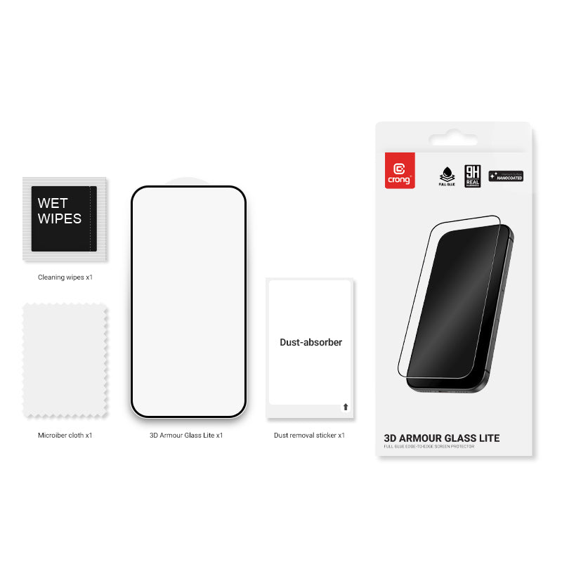 Crong 3D Armour Glass Lite - Pilni klijai grūdintas stiklas, skirtas Samsung Galaxy A16 / A17 / A26