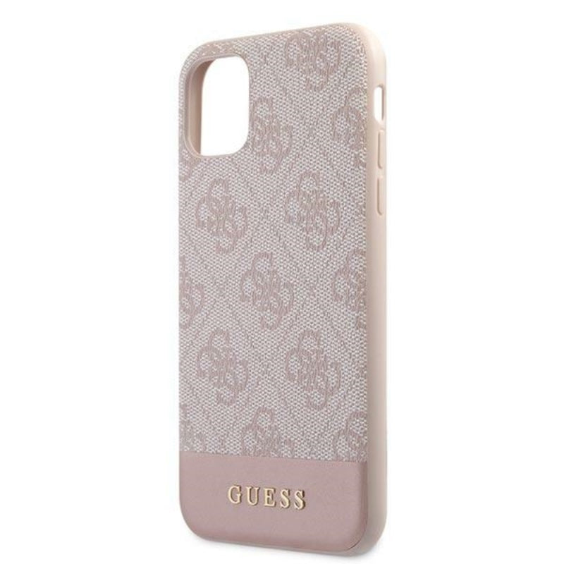 Guess 4G Bottom Stripe Collection – dėklas, skirtas „iPhone 11“ (rožinis)