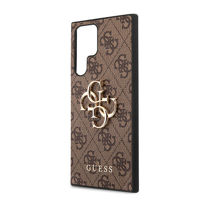 Guess 4G Big Metal Logo - dėklas, skirtas Samsung Galaxy S23 Ultra (ruda)