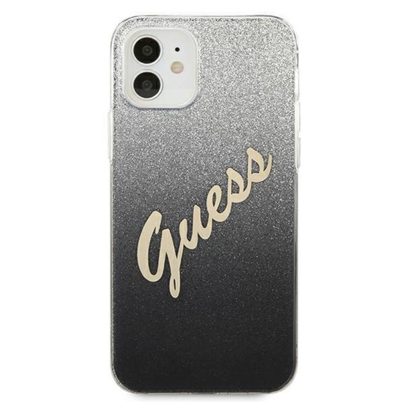 Guess Glitter Gradient Script - "iPhone 12 mini" dėklas (juodas)