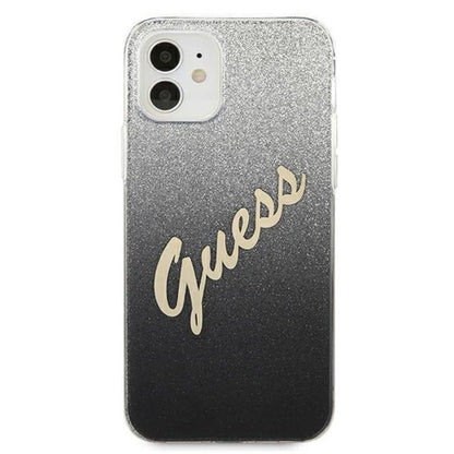 Guess Glitter Gradient Script - "iPhone 12 mini" dėklas (juodas)