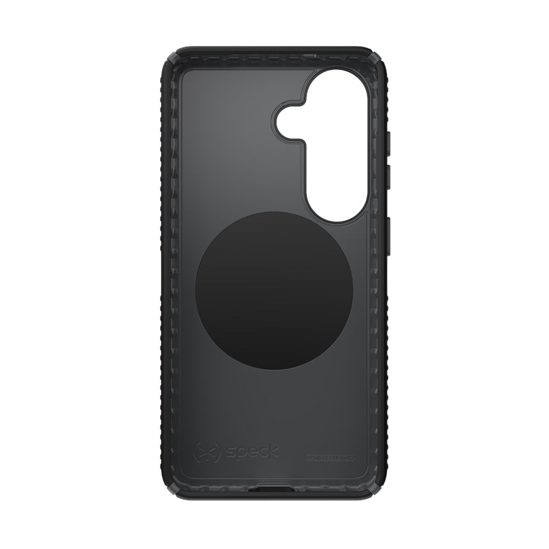 Speck Presidio2 Grip Magnet – Samsung Galaxy S26 MagSafe dėklas (juoda/skalūno pilka/balta)