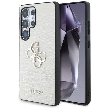 Guess Grūdėtas didelis 4G logotipas mažas klasikinis logotipas – dėklas Samsung Galaxy S25 Ultra (smėlio)