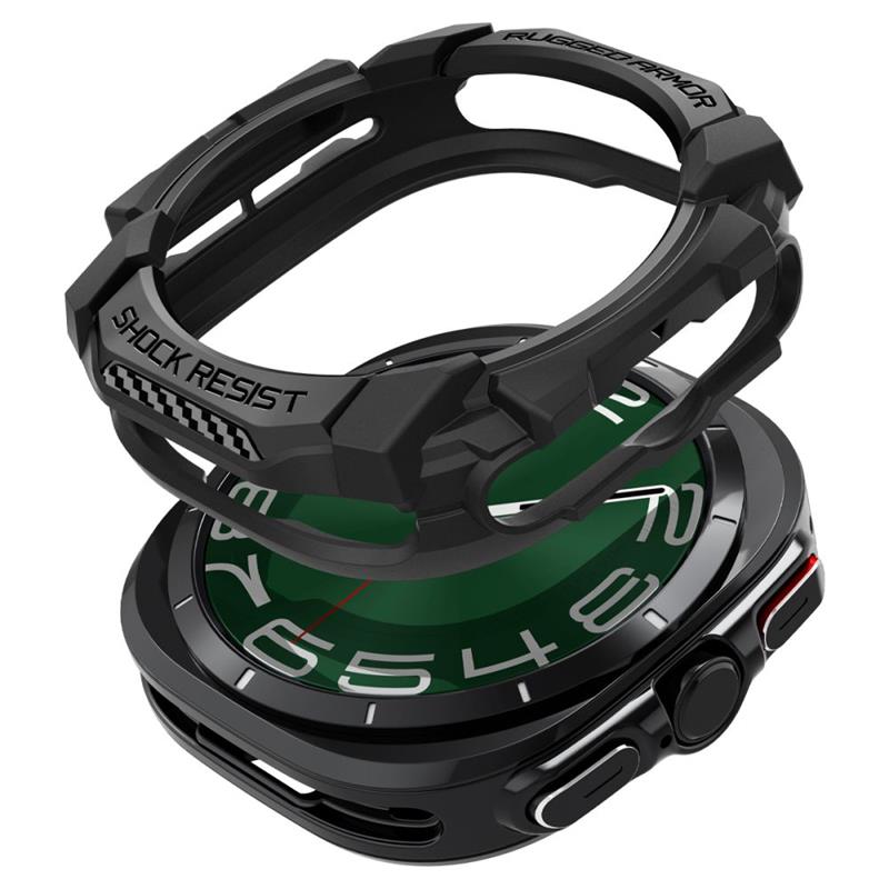 Spigen Rugged Armor – Dėklas, skirtas Samsung Galaxy Watch Ultra 47 mm (2025/2024) (Matinė juoda)