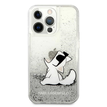 Karl Lagerfeld Liquid Glitter Choupette Fun – „iPhone 13 Pro Max“ dėklas (sidabrinis)