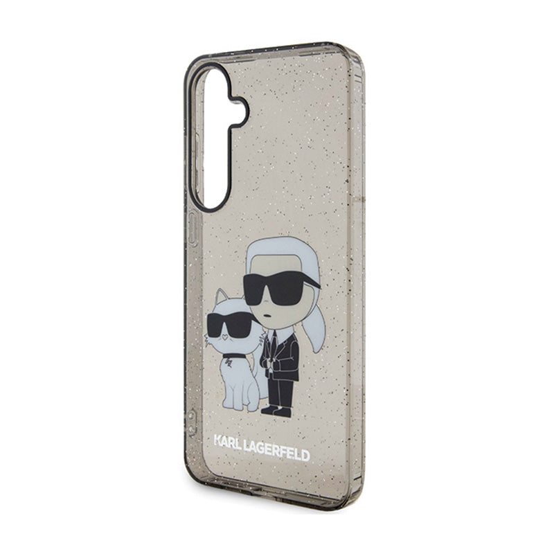 Karl Lagerfeld IML Glitter Karl & Choupette – dėklas, skirtas Samsung Galaxy S24+ (juodas)