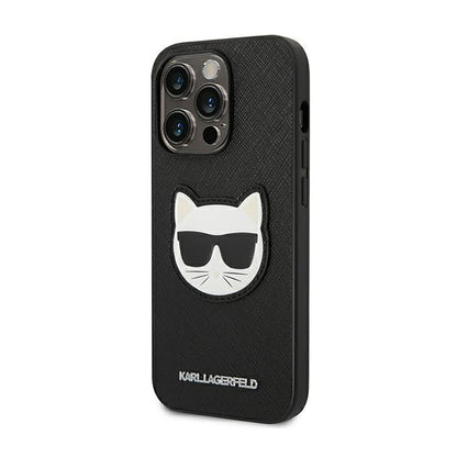 Karl Lagerfeld Saffiano Choupette Head Patch Case – dėklas iPhone 14 Pro Max (juodas)