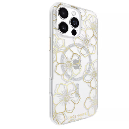 Case-Mate Floral Gems MagSafe – dėklas iPhone 16 Pro Max (auksinis)
