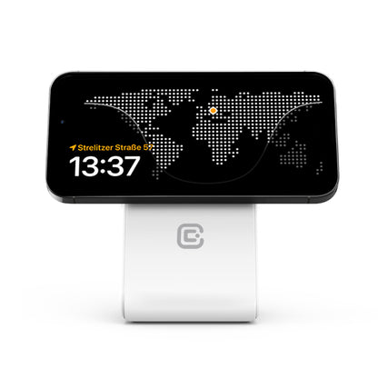 Crong MagSpot Stand - 2-in-1 belaidis įkroviklis su MagSafe, skirtas iPhone ir AirPods (baltas)