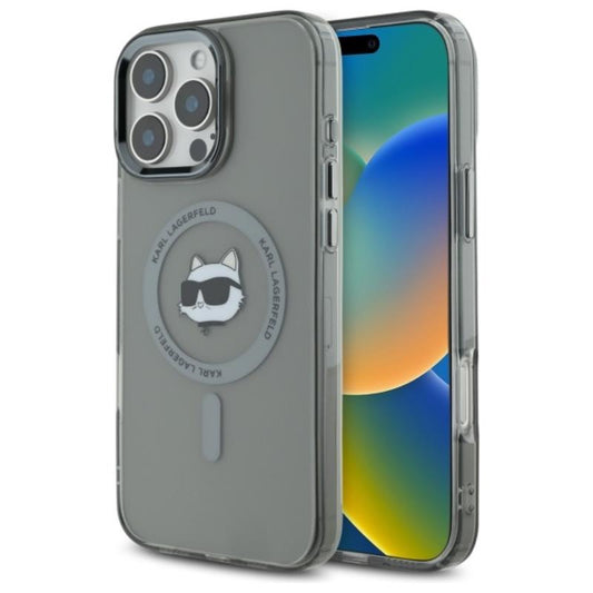 Karl Lagerfeld IML Metal Choupette Head MagSafe – dėklas iPhone 16 Pro Max (juodas)