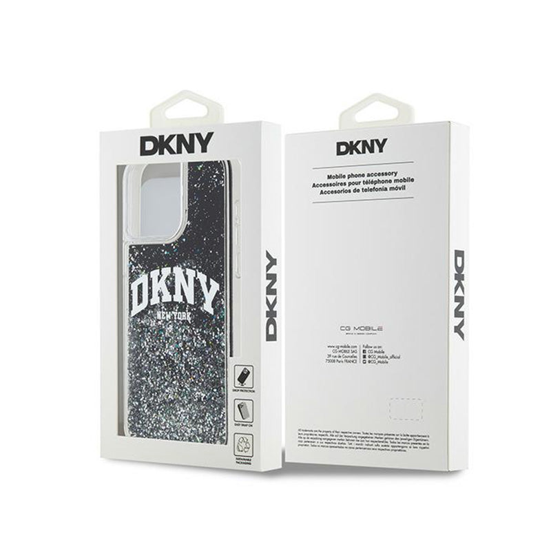 DKNY skystas blizgučių didelis logotipas – dėklas, skirtas iPhone 13 Pro Max (juoda)