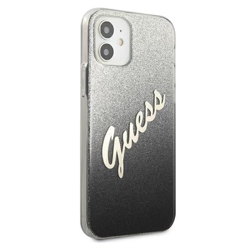 Guess Glitter Gradient Script - "iPhone 12 mini" dėklas (juodas)