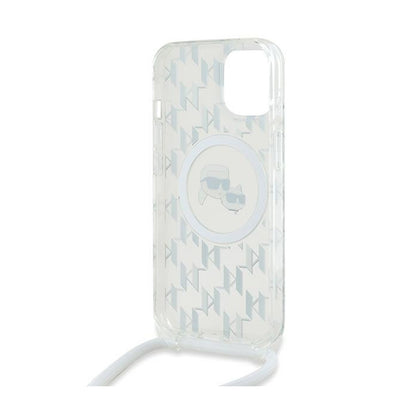 Karl Lagerfeld IML krepšys ant peties Monogram Karl & Choupette Head MagSafe – iPhone 15 / 14 / 13 dėklas (skaidrus)