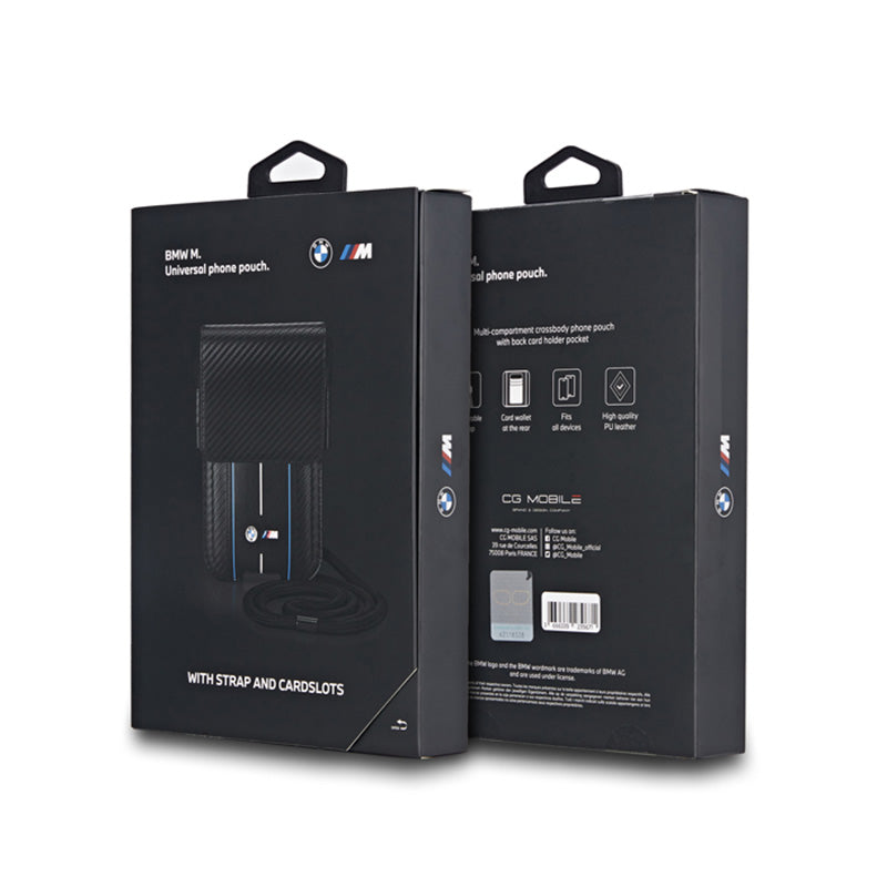 BMW Carbon Blue Stripes Piniginė - Telefono dėklas (juodas)