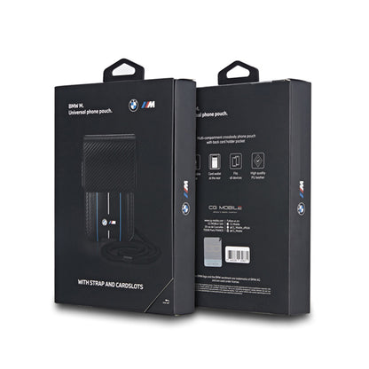 BMW Carbon Blue Stripes Piniginė - Telefono dėklas (juodas)