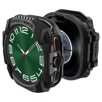 Spigen Rugged Armor – Dėklas, skirtas Samsung Galaxy Watch Ultra 47 mm (2025/2024) (Matinė juoda)