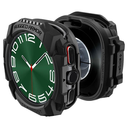 Spigen Rugged Armor – Dėklas, skirtas Samsung Galaxy Watch Ultra 47 mm (2025/2024) (Matinė juoda)