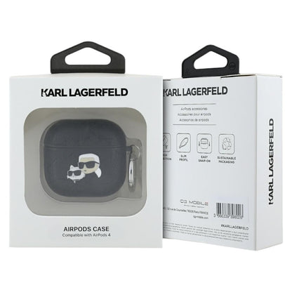 Karl Lagerfeld Monograma Karl & Choupette Galvos - Dėklas AirPods 4 (juodas)