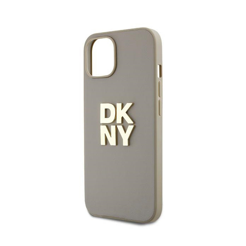 DKNY riešo dirželio logotipas - dėklas iPhone 15 Plus (smėlio spalvos)