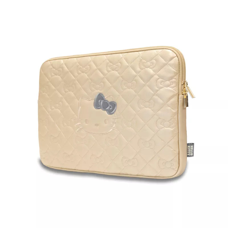 Hello Kitty Zip PU Quilted Bows Sleeve - nešiojamojo kompiuterio dėklas 13" / 14" (aukso spalvos)