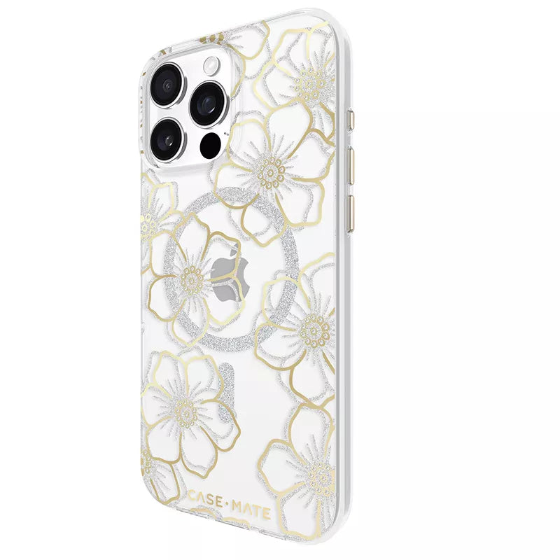 Case-Mate Floral Gems MagSafe – dėklas iPhone 16 Pro Max (auksinis)