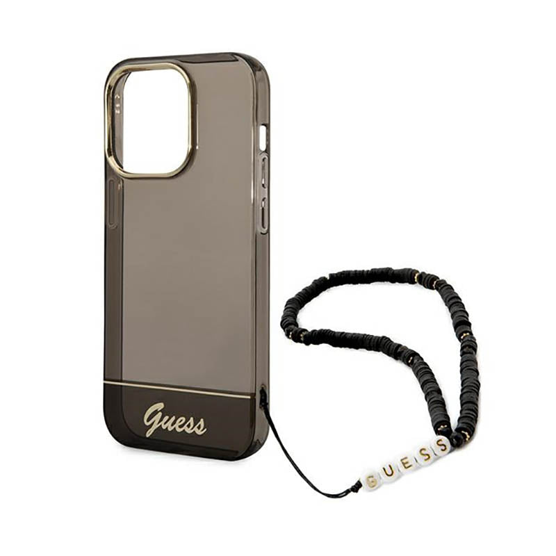 "Guess" permatomas "Pearl Strap" dirželis - dėklas "iPhone 14 Pro" (juodas)