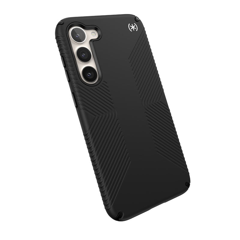 Speck Presidio2 Grip – Neslystantis dėklas Samsung Galaxy S23+ (juodas/juodas/baltas)