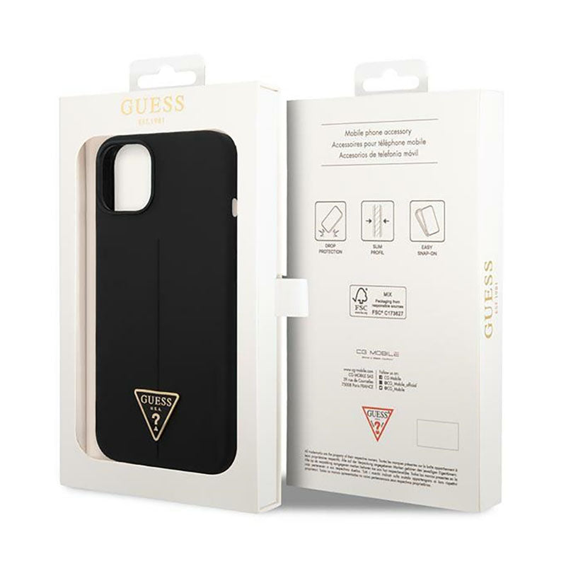 Guess Silicone Triangle Logo - Dėklas iPhone 14 Plus (juodas)