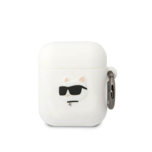 Karl Lagerfeld Silicone NFT Choupette galvos 3D – „AirPods“ 1/2 gen dėklas (baltas)