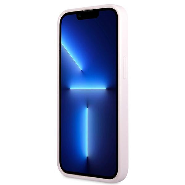 Guess Saffiano Hot Stamp & Metal Logo – „iPhone 13 Pro“ dėklas (violetinis)