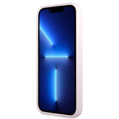 Guess Saffiano Hot Stamp & Metal Logo – „iPhone 13 Pro“ dėklas (violetinis)