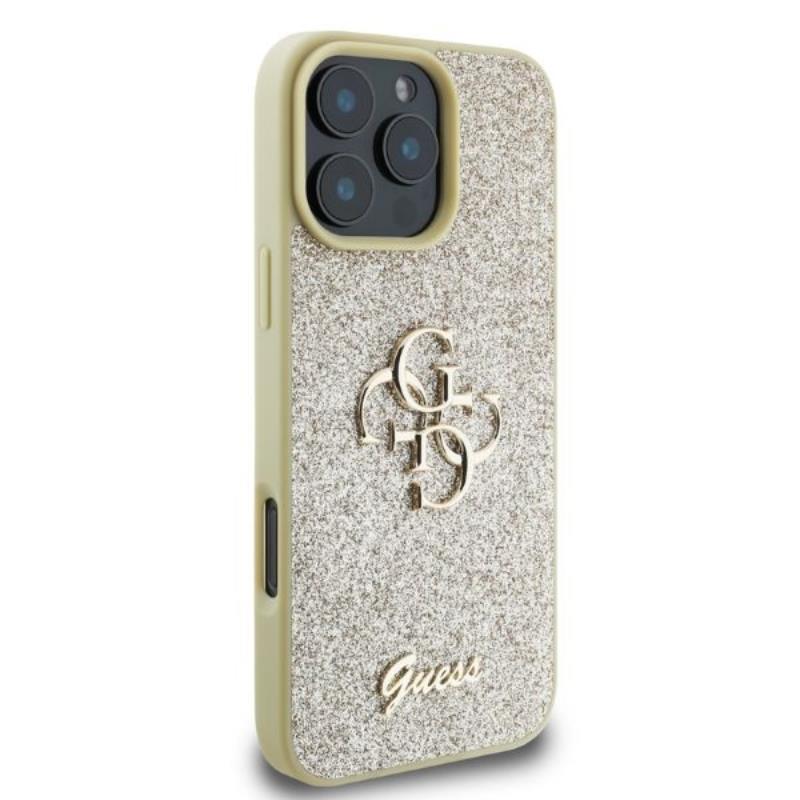 Guess Fixed Glitter Big 4G - Dėklas iPhone 16 Pro Max (auksinis)