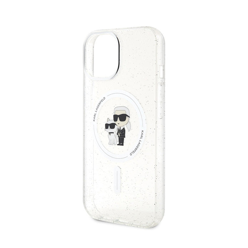 Karl Lagerfeld Karl & Choupette Glitter Magsafe – Dėklas, skirtas iPhone 15 Plus (Skaidrus)