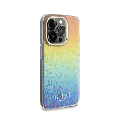 Guess IML Faceted Mirror Disco Iridescent – dėklas iPhone 15 Pro (vaivorykštės spalvos)