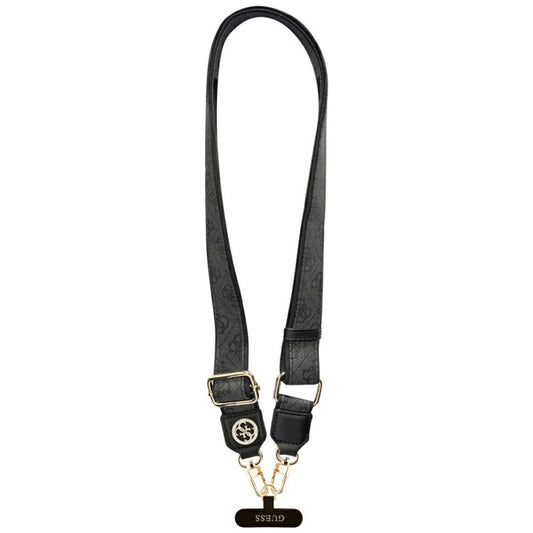 Guess Universal Crossbody Strap 4G tvirtinimo lopelis su blizgučiais ir metaliniu logotipu - Universali telefono dirželis / Dirželis (Juoda)