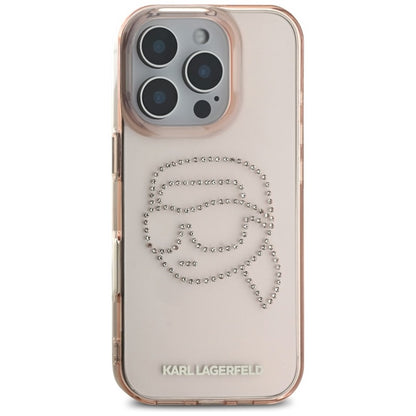 Karl Lagerfeld IML Rhinestones Karl Head – dėklas, skirtas iPhone 16 Pro (rožinis)