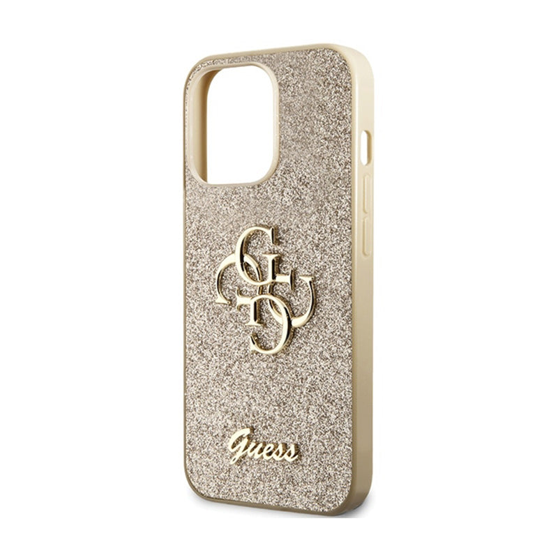 Guess Glitter Script Big 4G – iPhone 13 Pro Max dėklas (aukso)