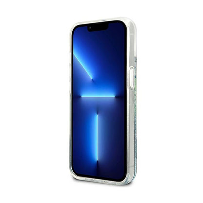 Guess Liquid Glitter Flower – iPhone 13 mini dėklas (mėlynas/žalias)