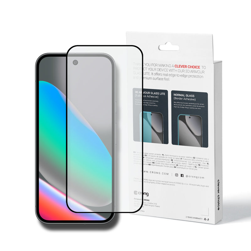 Crong 3D Armour Glass Lite - Pilni klijai grūdintas stiklas, skirtas Google Pixel 9 / 10